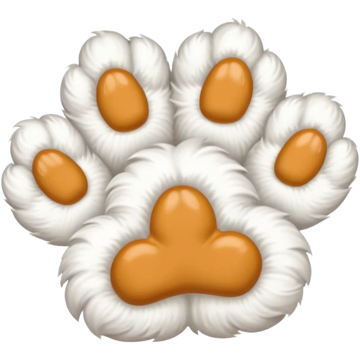 white fluffy paw, view from the top, cute, paw only emoji