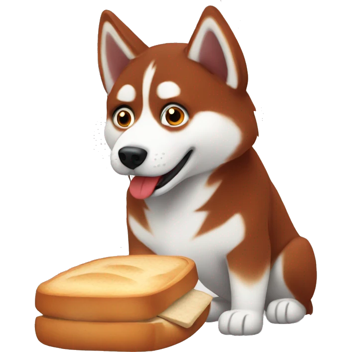  Red husky eating bread that we see entirely  emoji