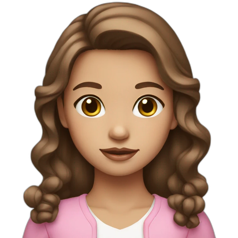brown hair girl with pink bow small white earrings emoji