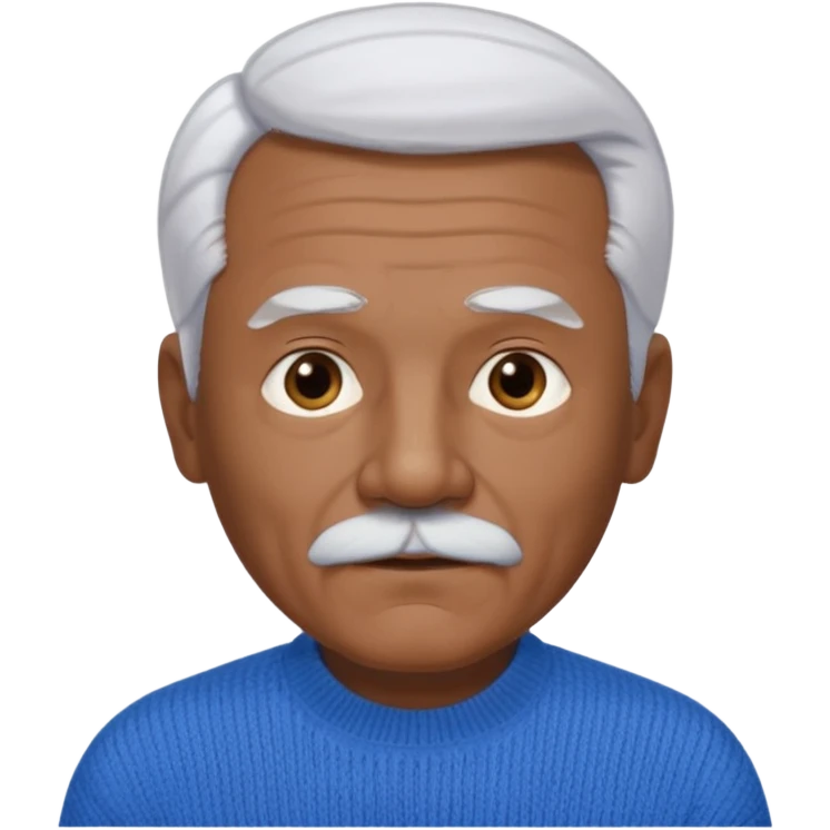 An elderly man emoji with medium-dark skin, swept-back white hair, thick eyebrows, and a short straight white mustache. emoji