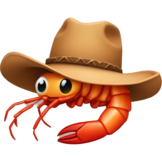 Shrimp wearing a cowboy hat emoji