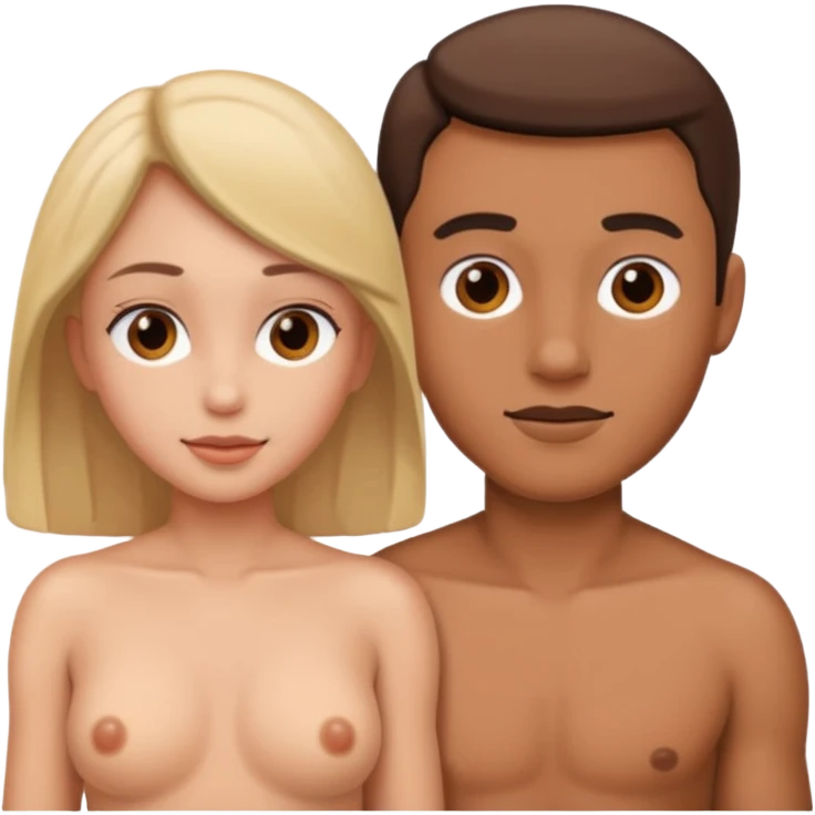 Sex emoji of a man and a woman, both naked and unclothed emoji