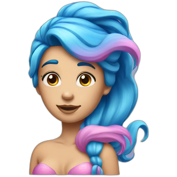 mermaid-with-a-half-blue-half-pink-tail-and-half-blue-half-pink-hair emoji