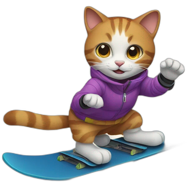 Cat snowboarding emoji