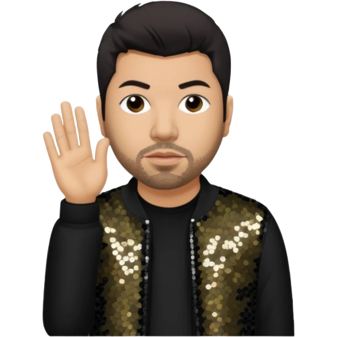 Chino Moreno from Deftones with dark brown hair, light skin, black sequin outfit emoji