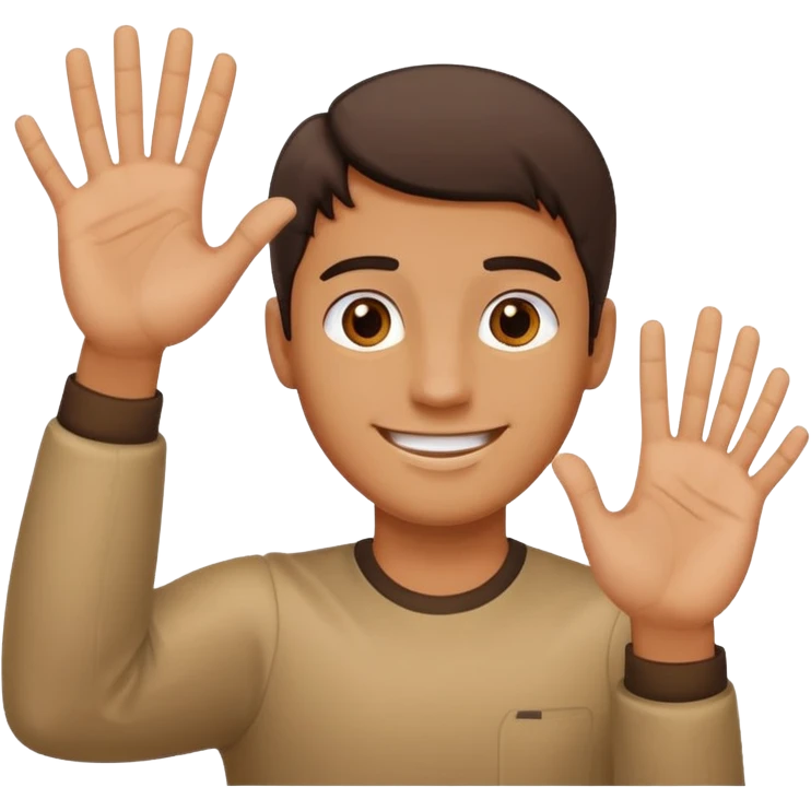 A guy with his left hand higher right lower left hand with a 6 on it right with a 7 emoji