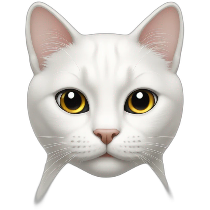 White cat with half head black emoji