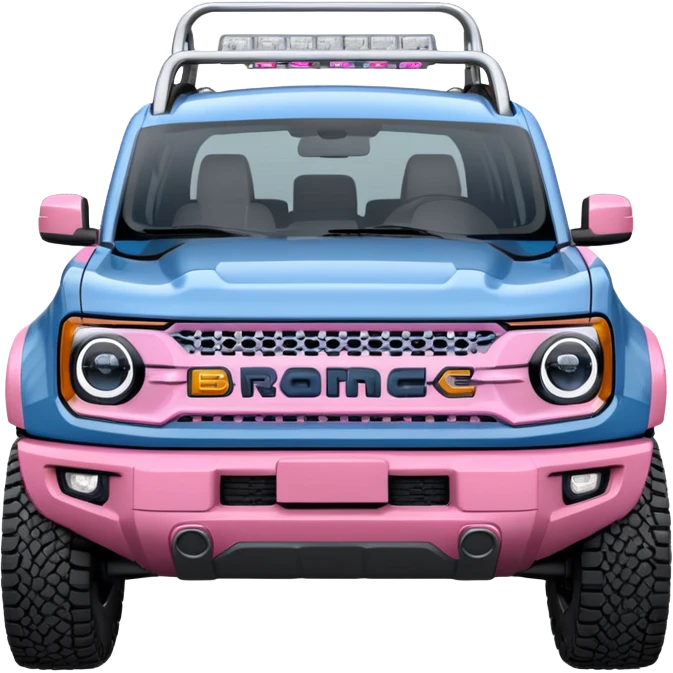grey blue Ford bronco sport with a pink  ranch hand grill guard emoji