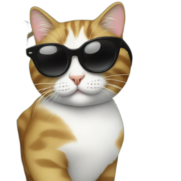 cat sitting on the tree with sunglasses emoji