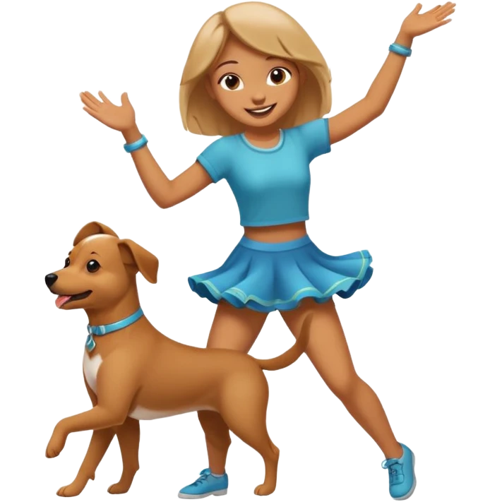 A girl dance with her dog emoji