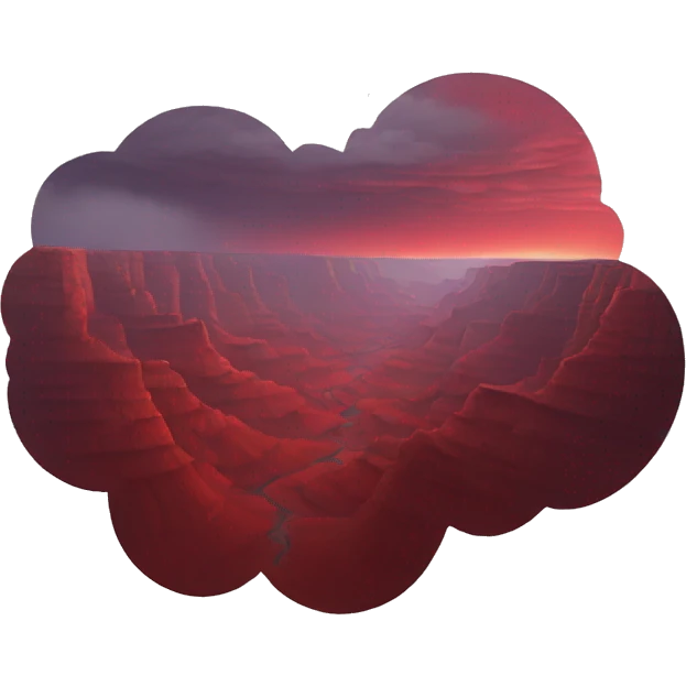 Dark-red clouds covering canyon emoji