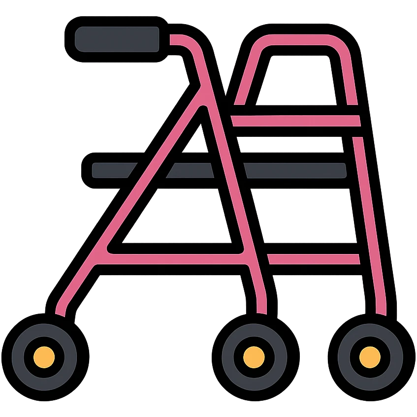 pink rolling walker, clear and simple icon style emoji