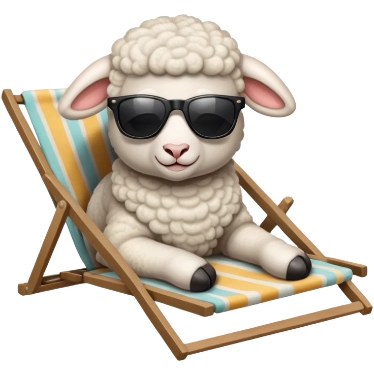 Lamb lying beside beach on chair with sunglasses  emoji