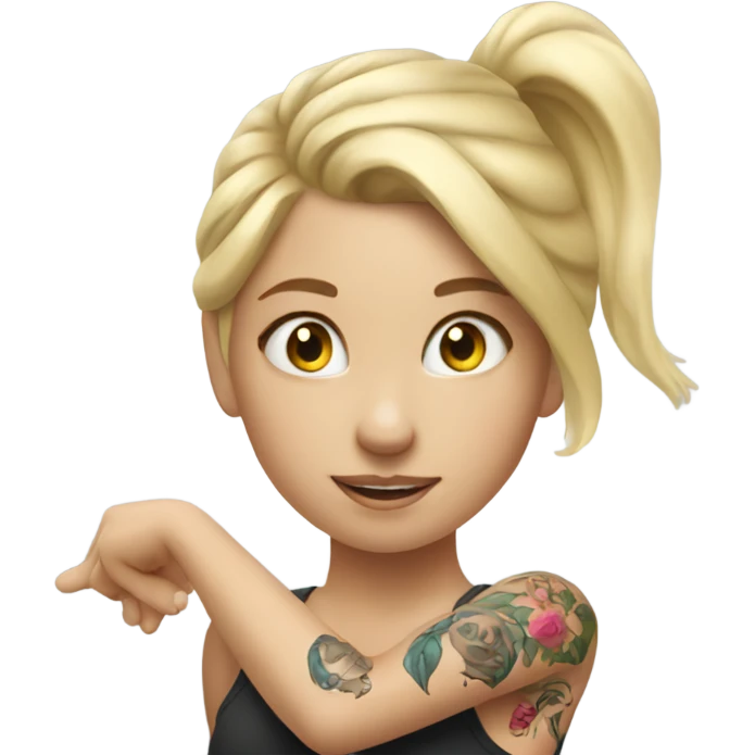 Blonde girl with arm tattoo doing backbend emoji