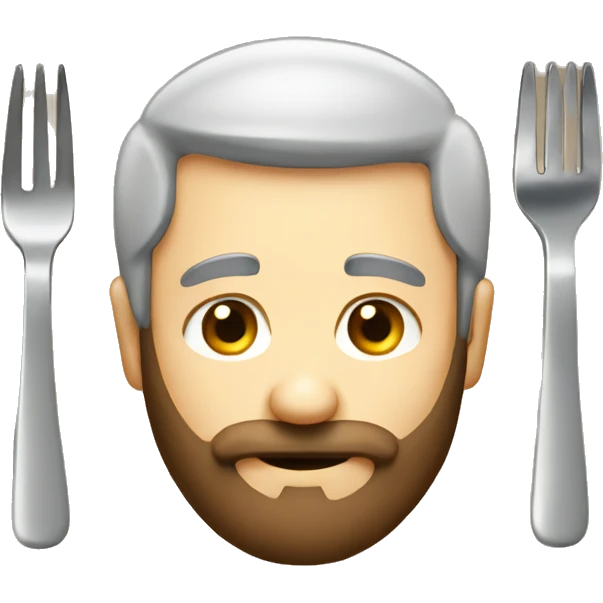 a man with a beard with a fork emoji