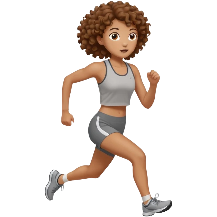Treino de corrida feminino morena cacheada emoji