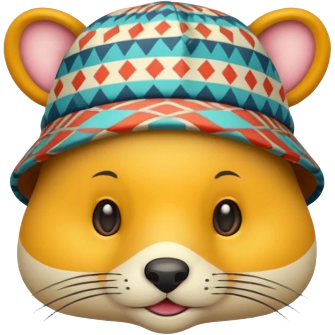 animal wearing patterned hat  emoji