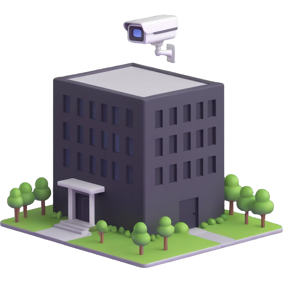 secure building with surveillance emoji