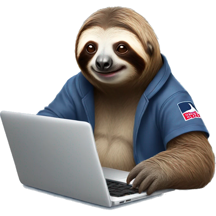 sloth with RedBull and laptop emoji