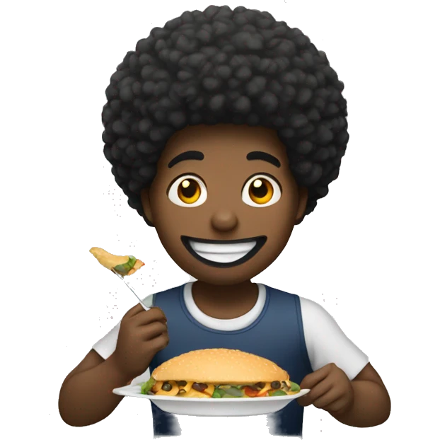Afro american guy eating emoji
