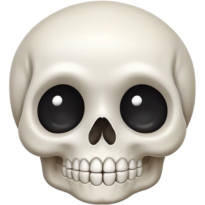 A cute, white-colored skull with soft, rounded features and a friendly expression, looking whimsical not frightening emoji