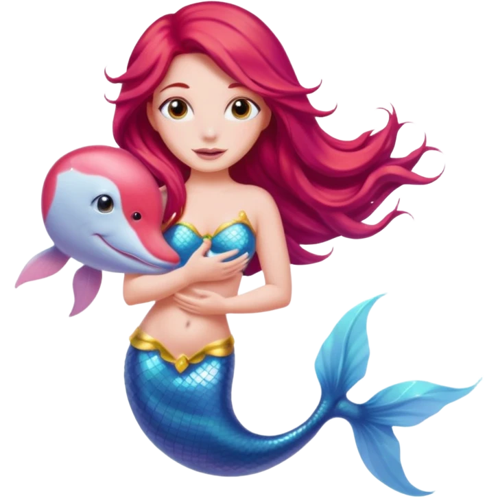 Pink dolphin emoji with ariel mermaid emoji