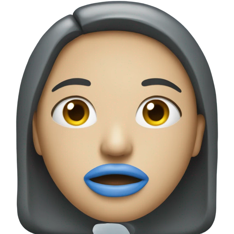 blue emoji with mouth zipped shu emoji