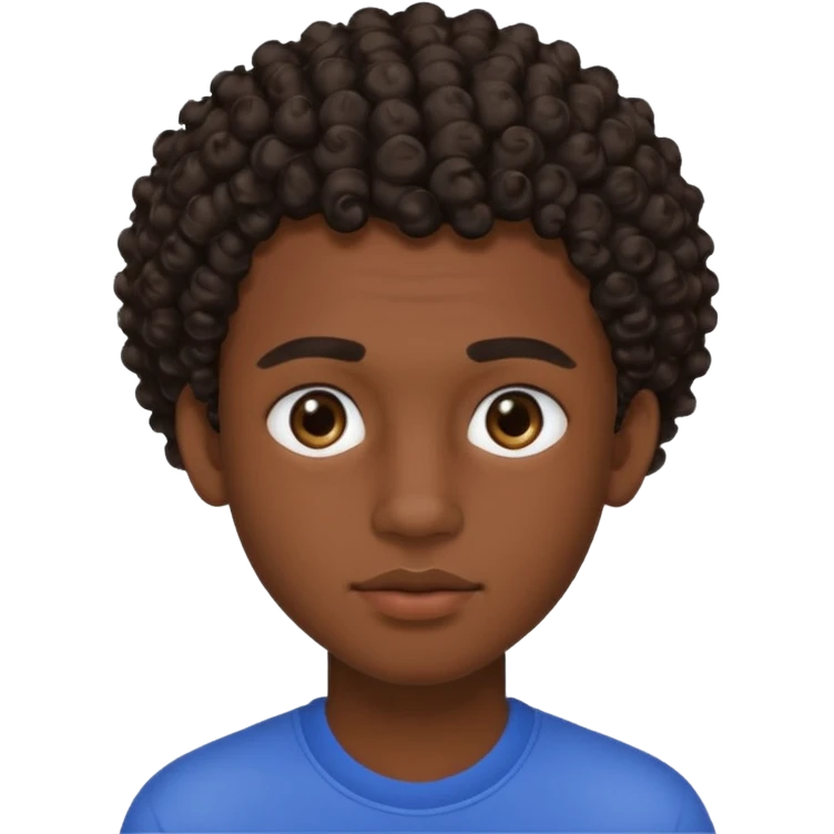 Une homme de 17 ans il a la peau noir foncé , des lèvres pulpeuses des sourcils plus ou moins épais Il a un taper bouclé  mais que au dessus il a un dégradé sur les côtés  emoji