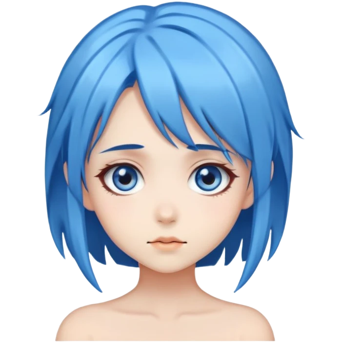 Anime girl with blue hair and big eyes emoji