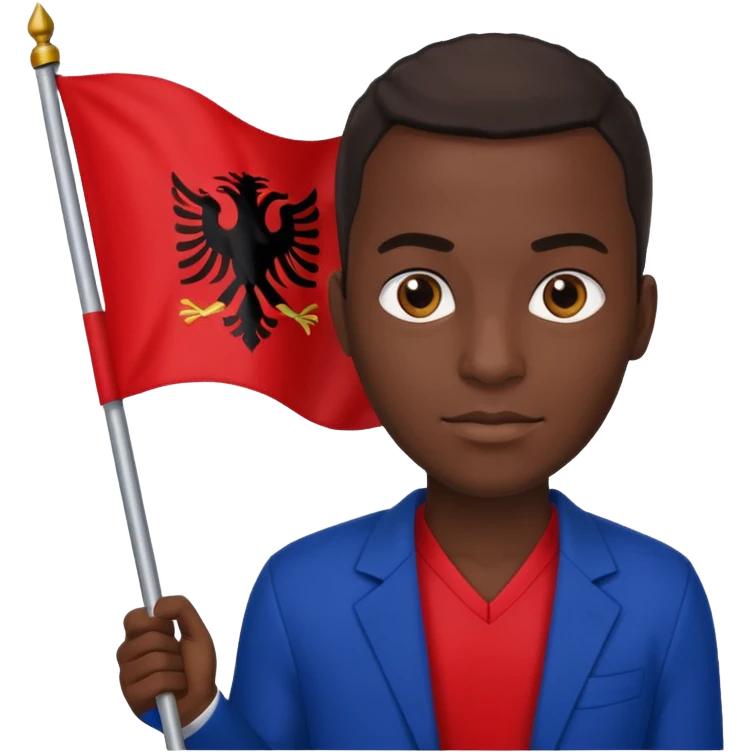 Black man holding albania flag emoji