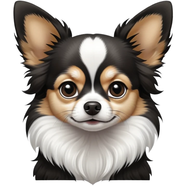 Black and white long hair chihuahua emoji