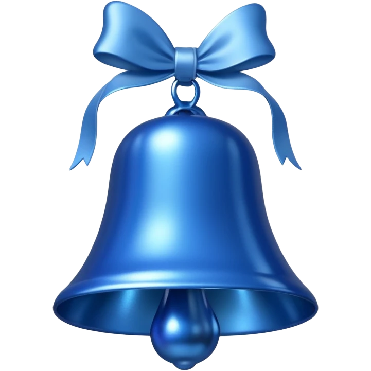 shine blue christmas bell with white ribbon emoji