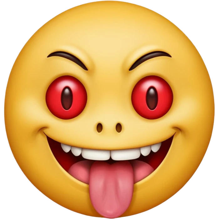 Insane smiley face who’s greedy and has red tired eyes evil with tongue out  emoji