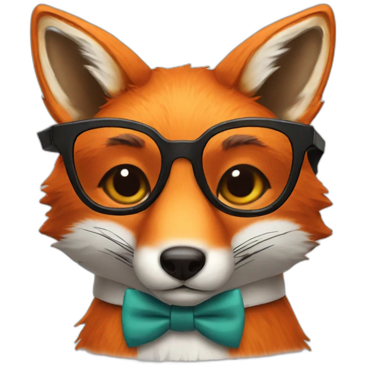 fox with a bow tie and glasses emoji