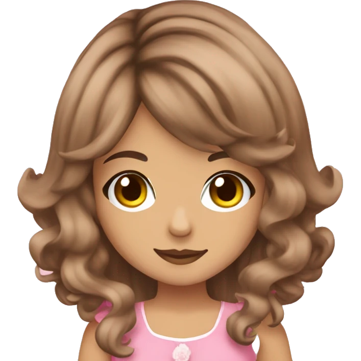 gyaru with brown hair color and pink dress emoji