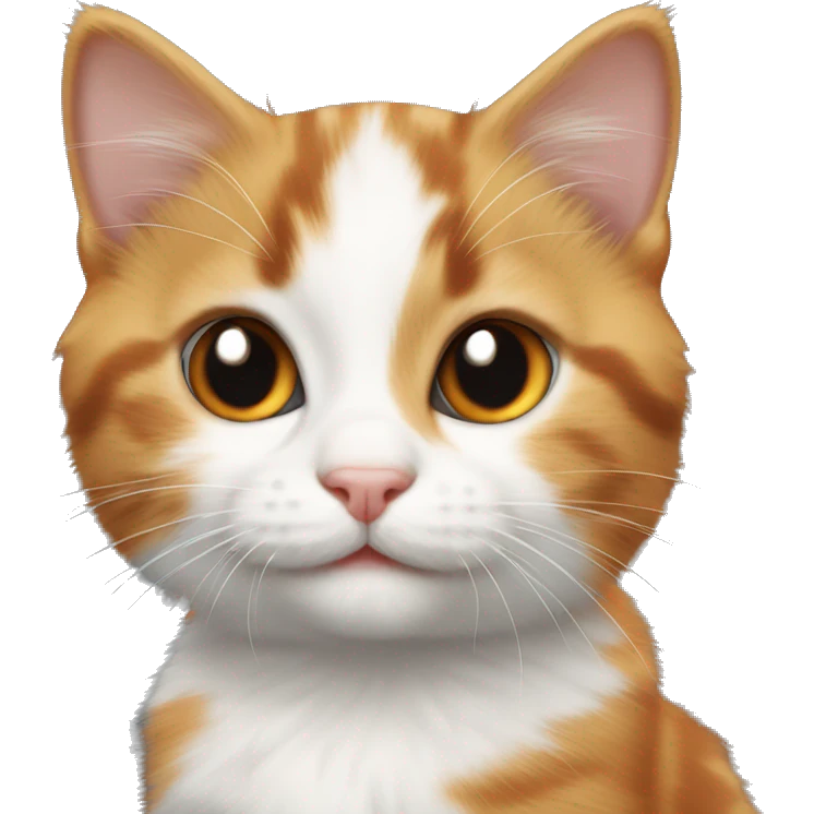 orange, black, and white calico kitten smiling emoji
