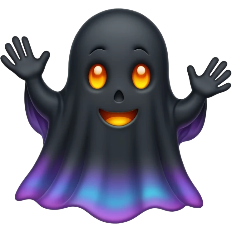 cartoon black ghost with a wavy bottom emoji
