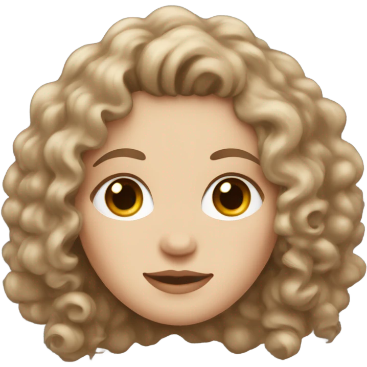 A white girl with a bit curly brown hair, brown eyes emoji