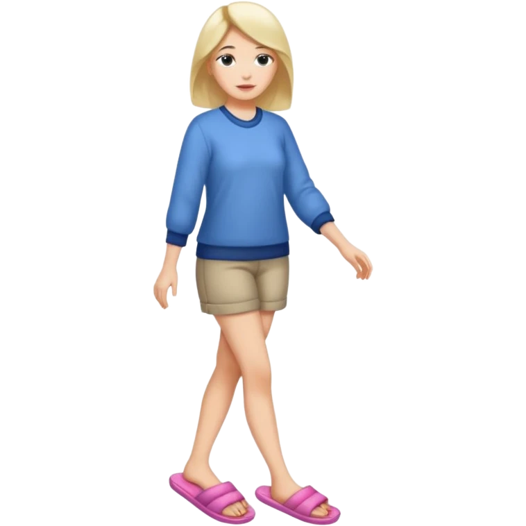 woman model standing on foot with slippers emoji