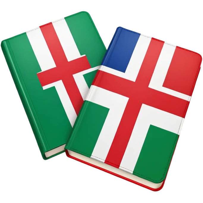 Italian to English dictionary book cover with Italian and English flags emoji
