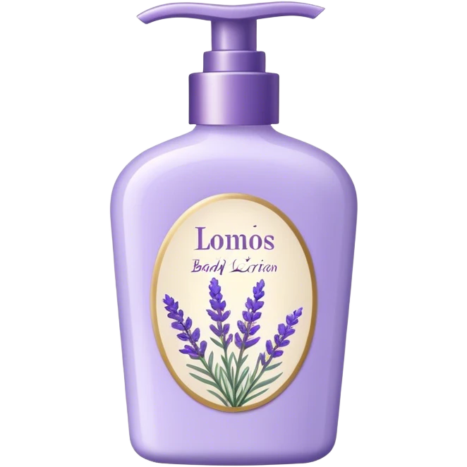 Aesthetic bottle of body lotion in lavender color and floral decorative accents  emoji