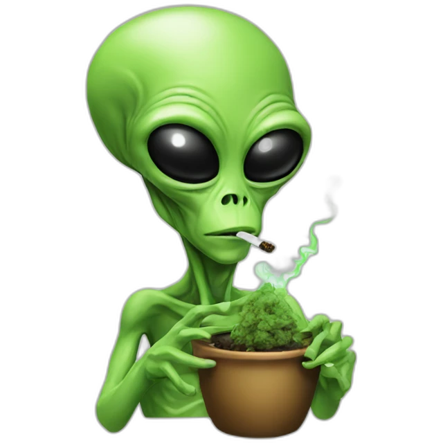 alien smoking weed emoji