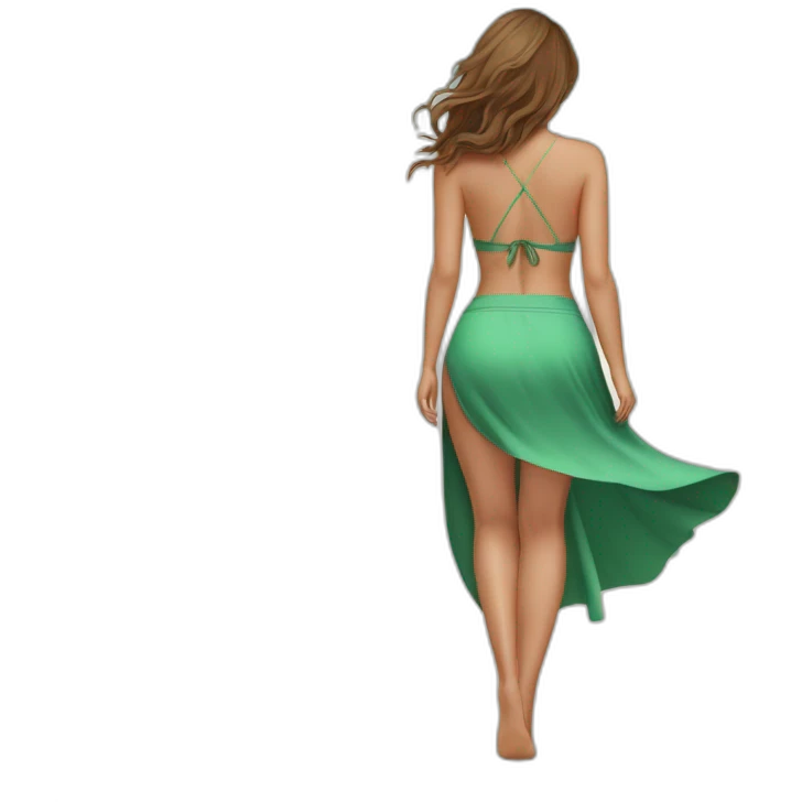 full body back view curvy caucasian-beauty-in slit skirt lifted by the wind bikini emoji