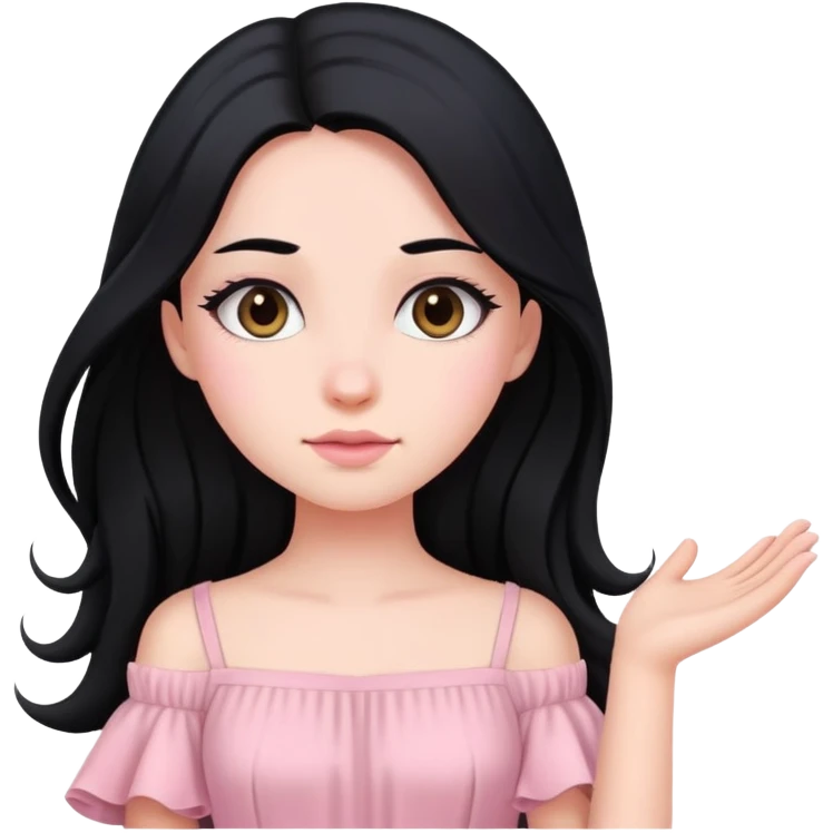 Long black hair girl with soft pink dress emoji