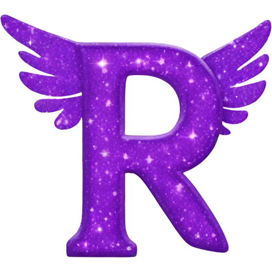 Sparkling Purple letter R with halos & wings emoji