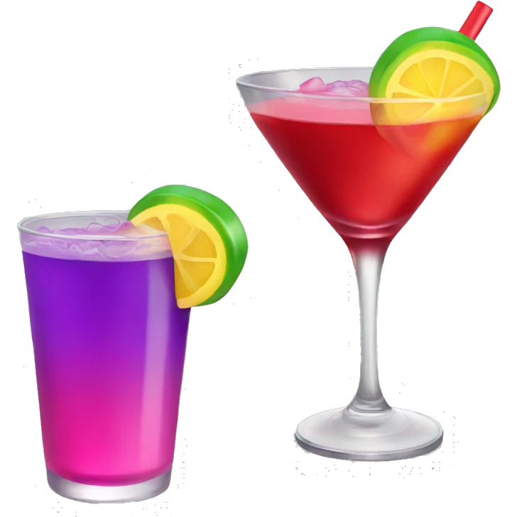 Red drink green red yellow pink purple emoji