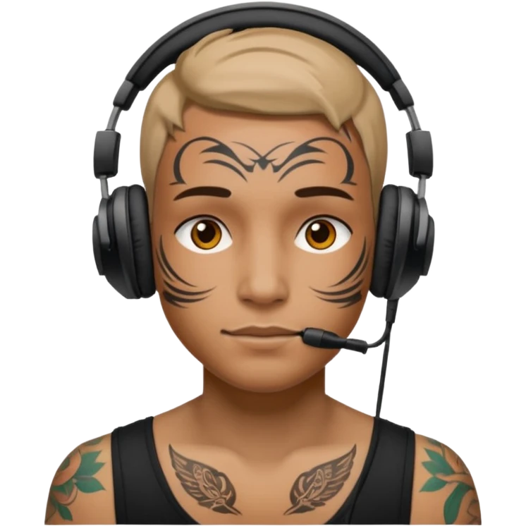 headphone and tattoes on face emoji