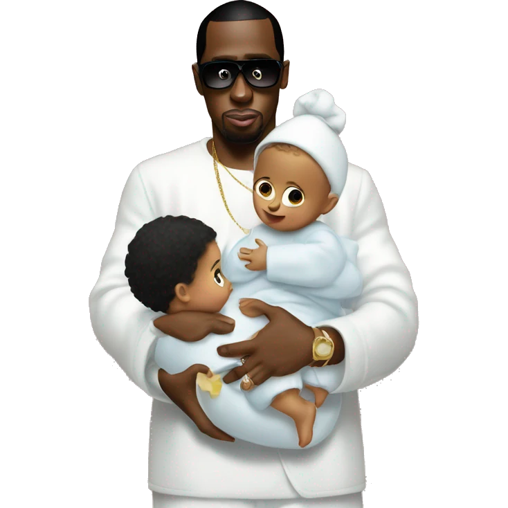 P diddy holding baby and baby oil  emoji