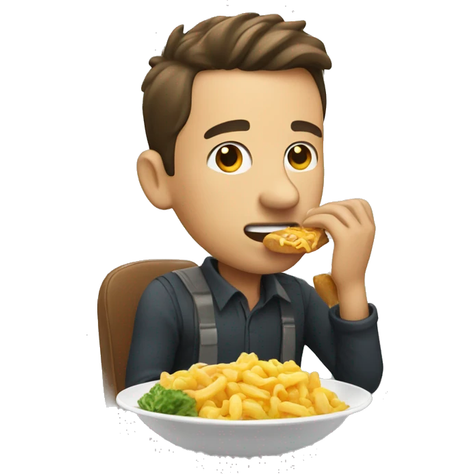 A man eats emoji
