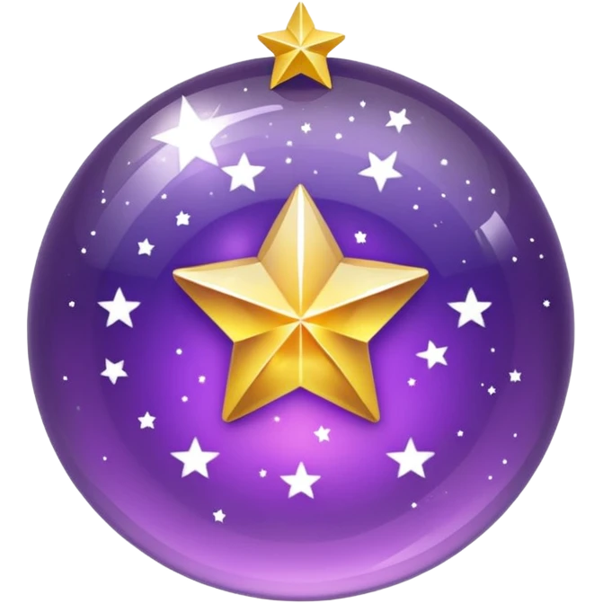 Bola de cristal roxa com estrela no centro dourada brilhante dentro emoji